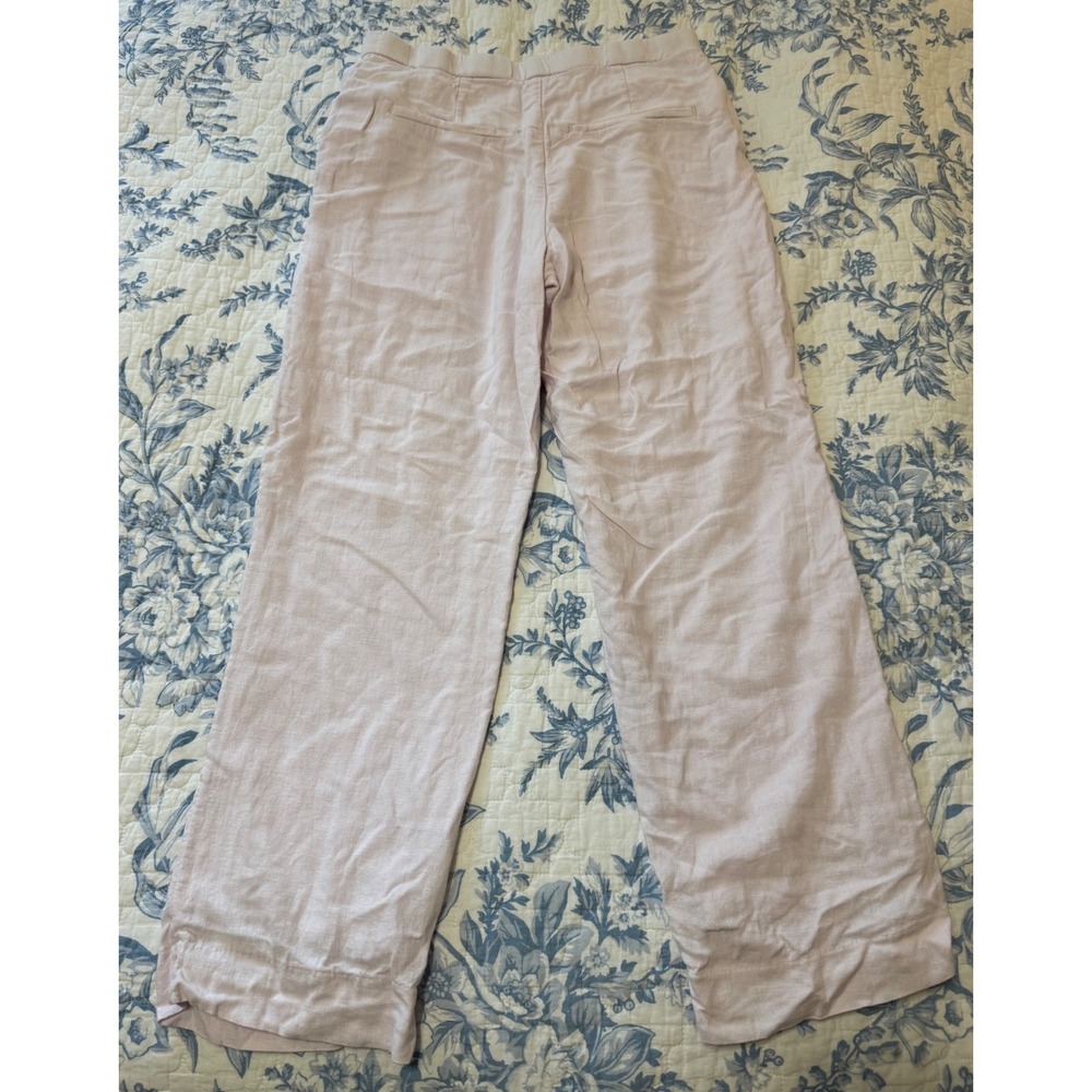 Abercrombie & Fitch Curve Love Light Pink Linen Blend Wide Leg Pants Size 28 6R - Picture 5 of 11
